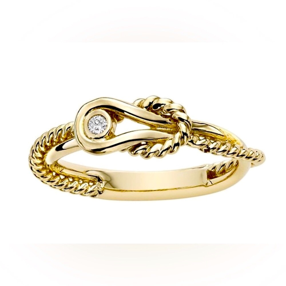 14 kt Yellow Gold Knot Twist Ring with Diamond Accent